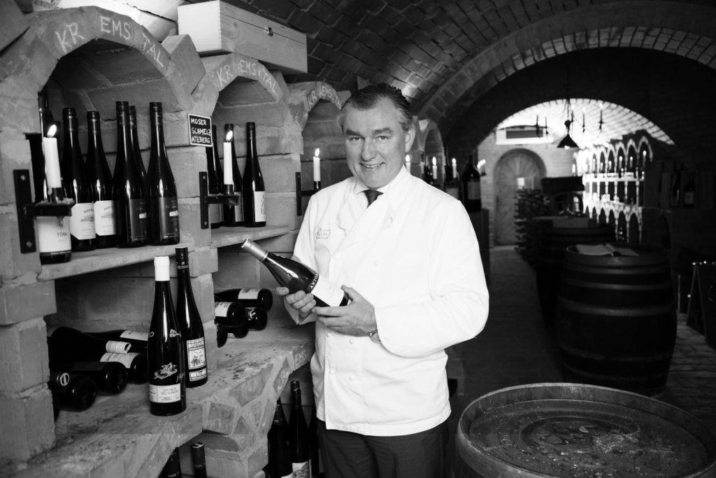 Top chef Toni Mörwald in his well assorted wine cellar