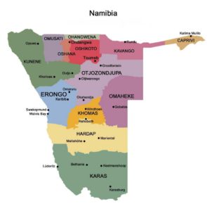 Namibia Landkarte mit Regionen